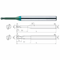 Dao phay cầu cổ dài 2JJRB [2 Flutes JJ Rib Ball End Mills for Hardened Steels]
