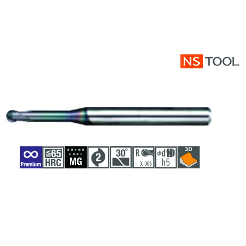 Dao phay cầu cổ dài 2 me cho thép cứng NS Tool | Dòng MRBH230